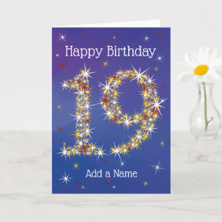 Carte 19e anniversaire - Numéro 19 en étoiles - Bleu - Â