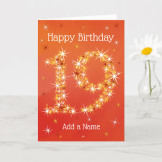 Carte 19e anniversaire - Numéro 19 en étoiles - Rouge -