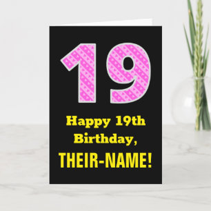 Carte 19e anniversaire : Pink Stripes and Hearts "19" +