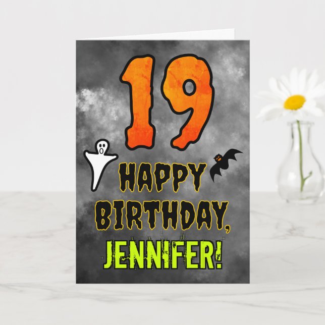Carte 19e Anniversaire : Thème Halloween Surnaturel + No (Petite plante)