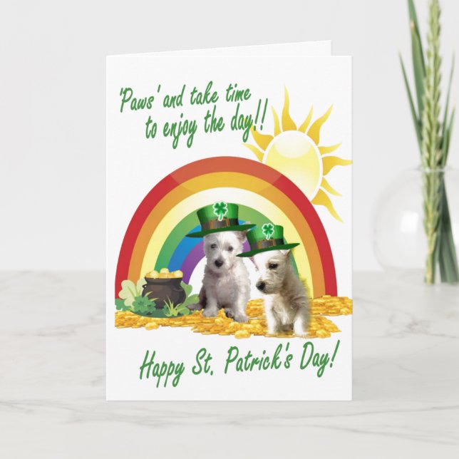 Carte 1. Adorable Westie Pups St. Patrick (Devant)