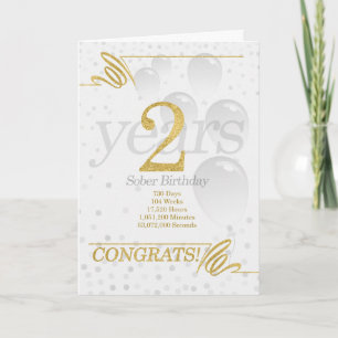 Carte 1 an Sober Anniversaire Faux Gold Parties scintill