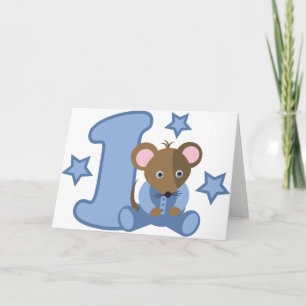 Carte 1 An Vieux bébé Souris Anniversaire Cadeau