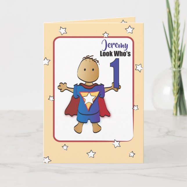 Carte 1 Cartoon Birthday Card pour Super Boy (Devant)