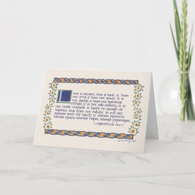 Carte 1 Corinthiens 13 Calligraphie, vignes et noeuds ce (Devant)