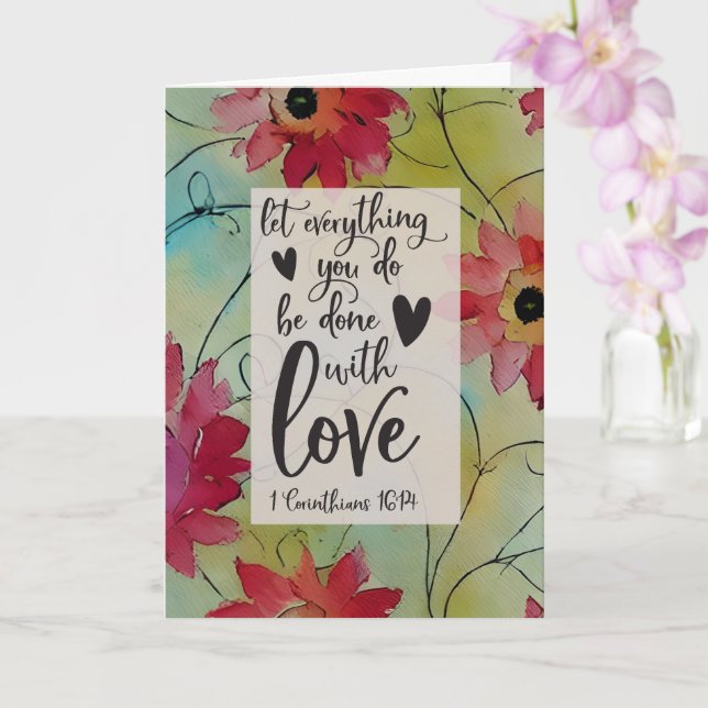 Carte 1 Corinthiens 16 14 Tout dans l'amour Verset bibli (Orchidée)