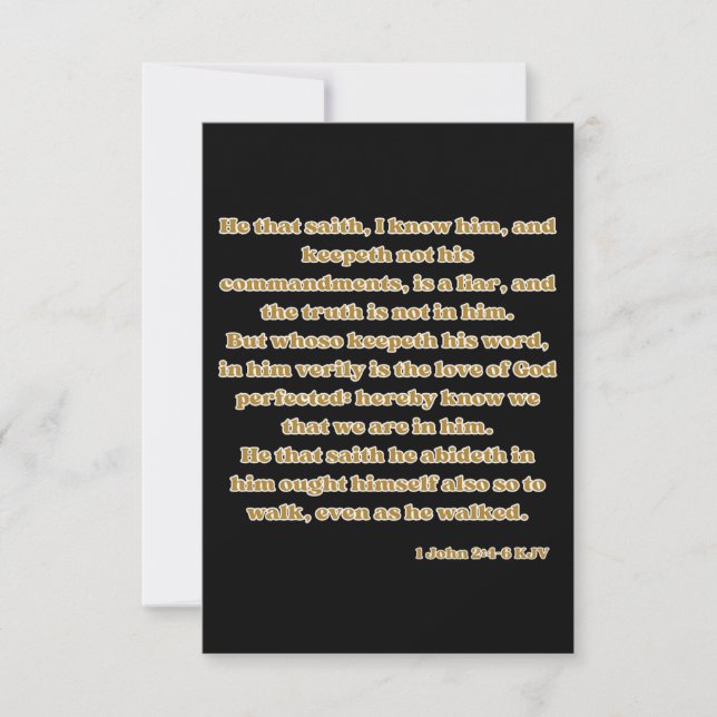 Carte 1 Jean 2:4-6 KJV Bible Écriture Salutation (Devant)