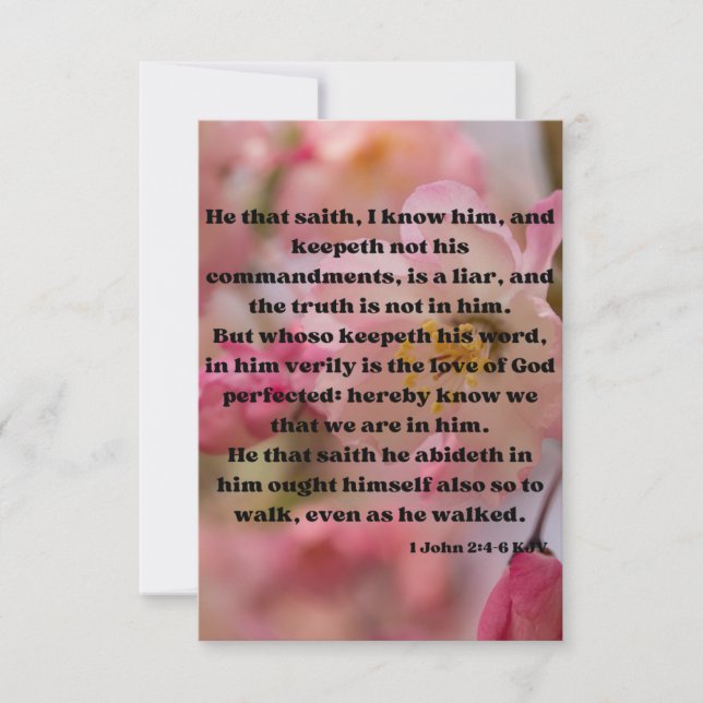 Carte 1 Jean 2:4-6 KJV Bible Scripture Pic Salutation (Devant)