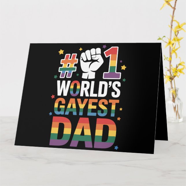 Carte #1 Meilleur papa gay drôle Fête des pères LGBT  (Fleur jaune)