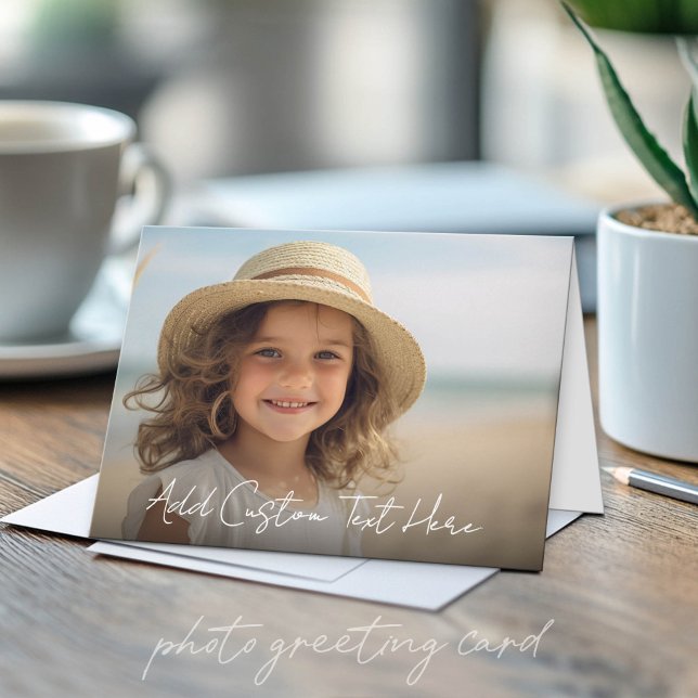 Carte 1 Photo et Texte Complets - Paysage Horizontal (Custom Photo Folded Greeting Card)