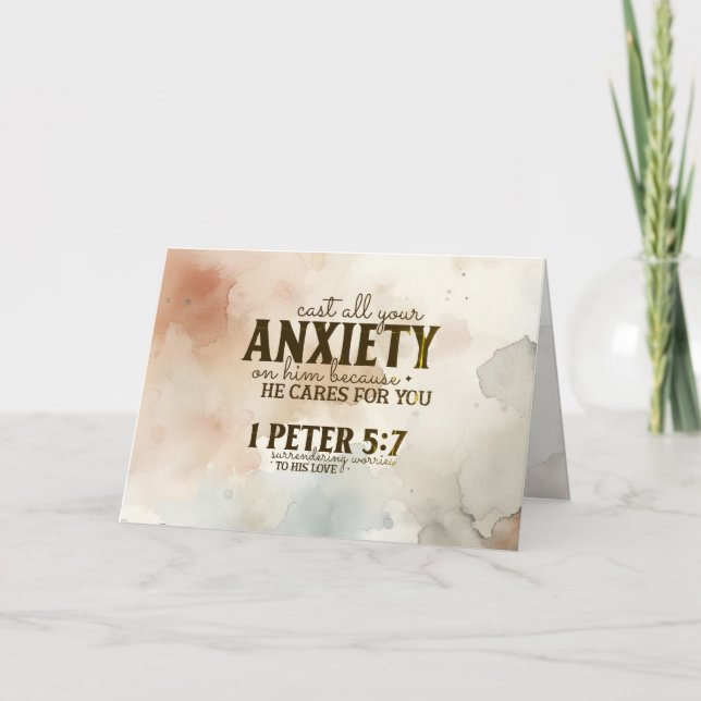 Carte 1 Pierre 5:7 Posez votre anxiété sur lui Bible Ver (Devant)