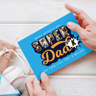 Carte #1 Super Papa Superhero Fête des pères de bande de