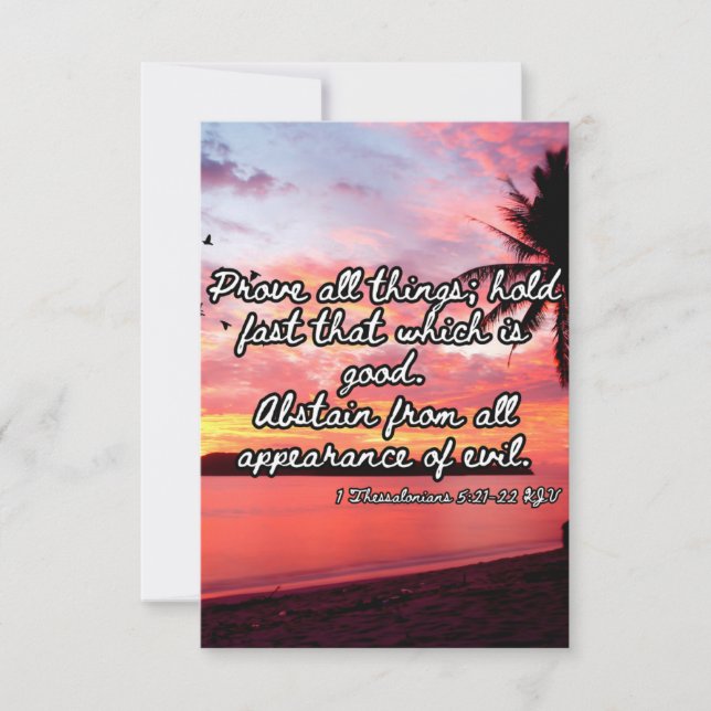 Carte 1 Thessaloniciens 5:21-22 KJV Bible Pic Salutation (Devant)