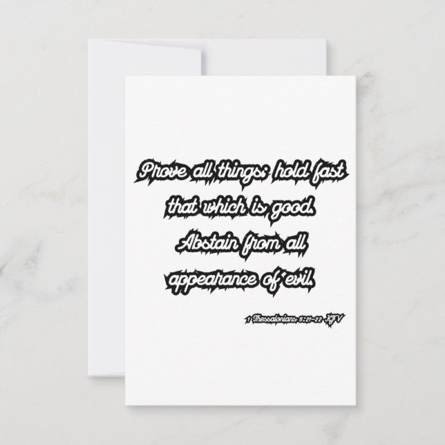 Carte 1 Thessaloniciens 5:21-22 KJV Salutation biblique (Devant)