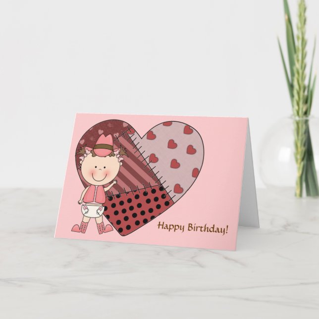 Carte 1er 2e anniversaire enfant filles (Devant)
