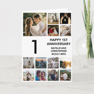 Carte 1er anniversaire 13 photo Collage noir et blanc