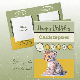 Carte 1er anniversaire ajouter nom garçon mignon animal