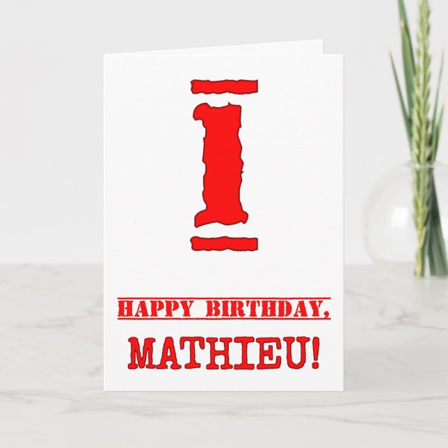Carte 1er Anniversaire : Amusant, Timbre en caoutchouc r (Devant)