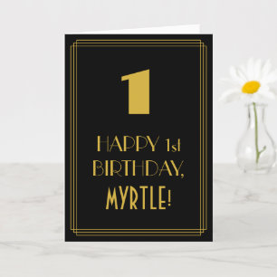Carte 1er anniversaire ~ Art Déco Inspiré Look "1" & Nom