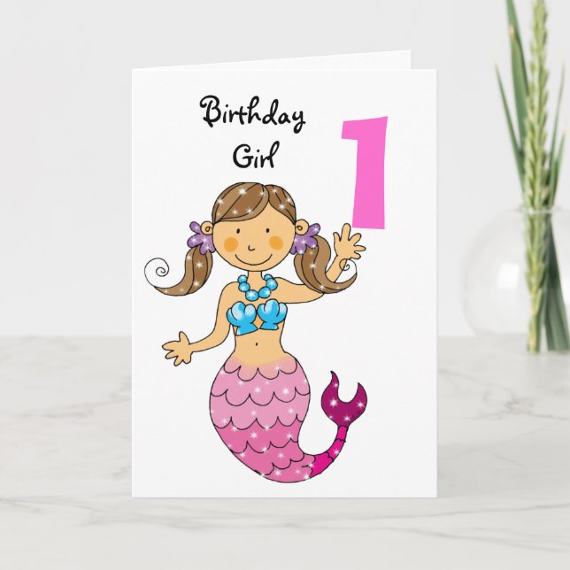 Carte 1er anniversaire cadeau pour une fille, mignonne s (Devant)