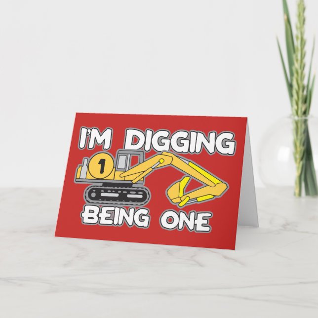 Carte 1er anniversaire de l'enfant Je creuse Etre un (Devant)