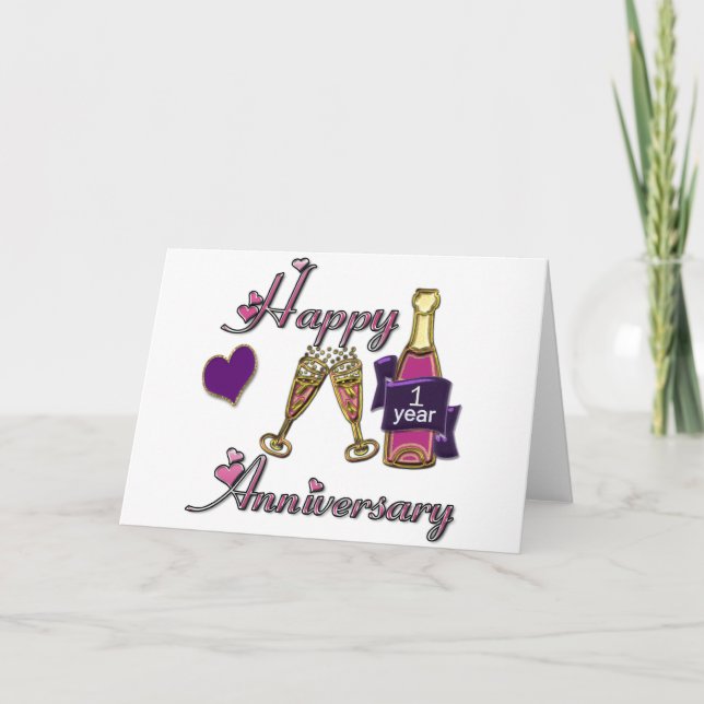 Carte 1er anniversaire de mariage (Devant)
