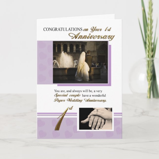 Carte 1er anniversaire de mariage de papier (Devant)