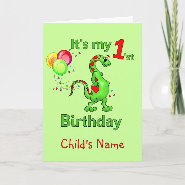 Carte 1er anniversaire Dinosaur (Devant)