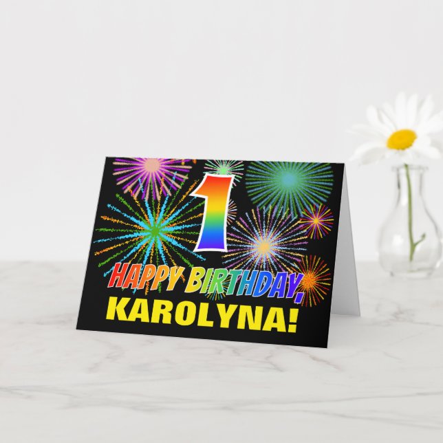 Carte 1er anniversaire : Gras, Amusement, Fireworks, Rai (Petite plante)