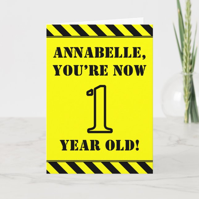 Carte 1er Anniversaire : Jeu d'amusement Style Texte, No (Devant)