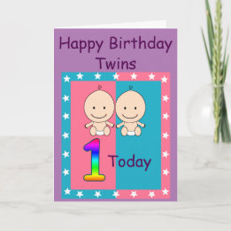 Carte 1er Anniversaire Jumeaux personnalisés