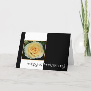 Carte 1er anniversaire Mariage - Rose jaune