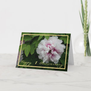 Carte 1er Anniversaire Mariage Souhaite Peony Blanc Élég