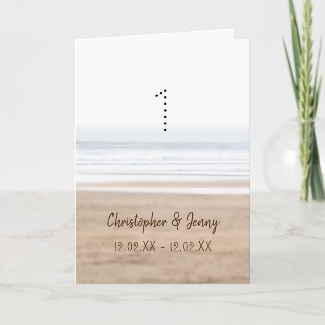 Carte 1er anniversaire mariage surf plage (Devant)