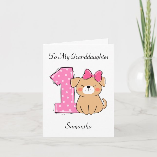 Carte 1er anniversaire Pink Kitten Grandgirl Anniversair (Devant)