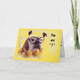 CARTE 1ER ANNIVERSAIRE POUR LE GÂTEAU, LE PLAISIR ET LES