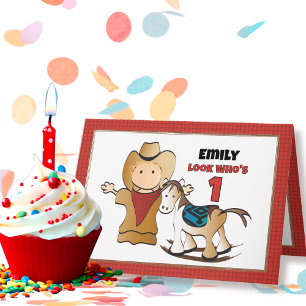 Carte 1er Anniversaire Rodéo Cowgirl Western Rocking Hor