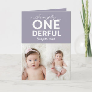 Carte 1er anniversaire simple onderful coloré typographi