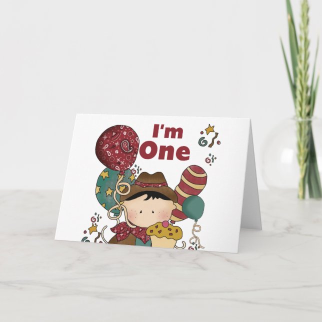 Carte 1er Anniversaire T-shirts et cadeaux Cowboy (Devant)