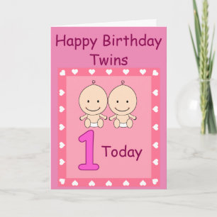 Carte 1er Anniversaire Twin Girls Custom
