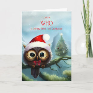 Carte 1er Noël Babys Premier Noël avec chouette