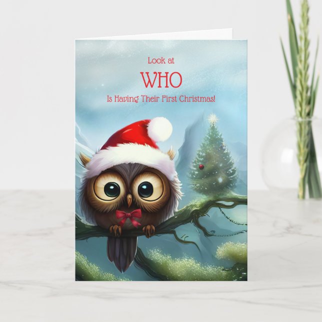 Carte 1er Noël Babys Premier Noël avec chouette (Devant)