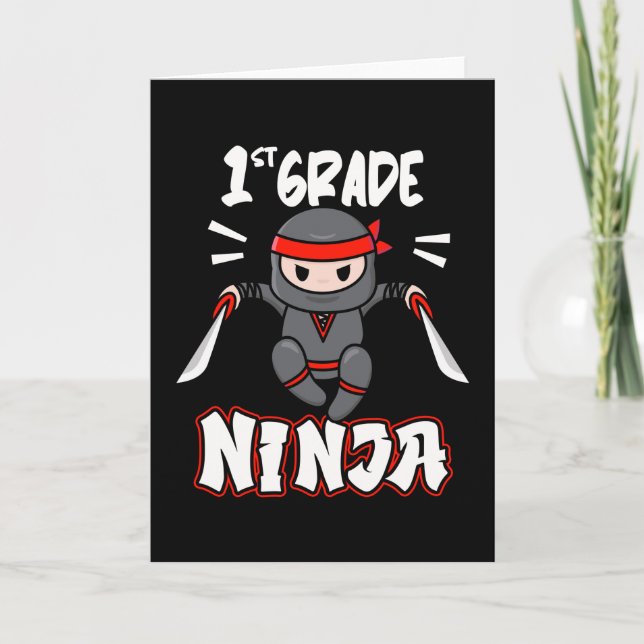 Carte 1ère année école Ninja inscription enfants Cadeau  (Devant)
