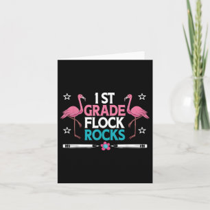 Carte 1ère année Flock Rocks Flamant rose enseignant élè