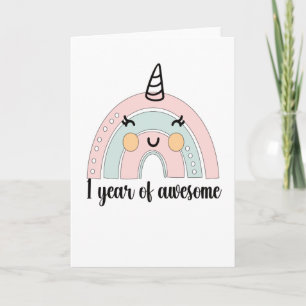 Carte 1st Birthday Boho Rainbow 1 Year Old Unicorn