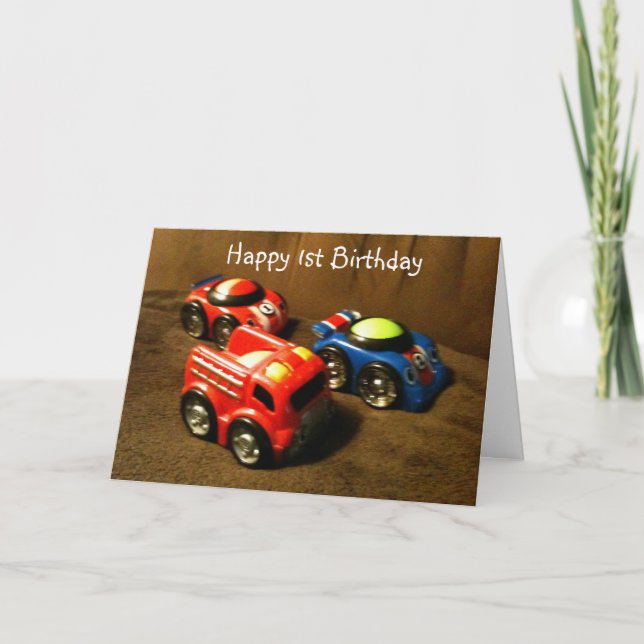 Carte ***1st BIRTHDAY*** RACING CAR GREETING (Devant)