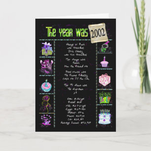Carte 2002 Anniversaire Année Fun Trivia