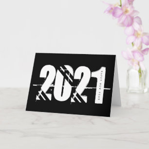 Carte 2021 Nouvel An Noir et Blanc Simple