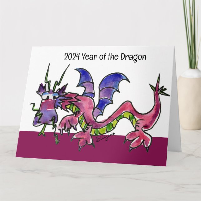 Carte 2024 Année du Nouvel An du Dragon (Devant)