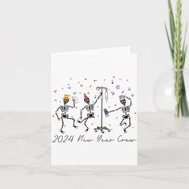 Carte 2024 New Year Crew Skeleton Dancing Funny Nurse Ic (Devant)